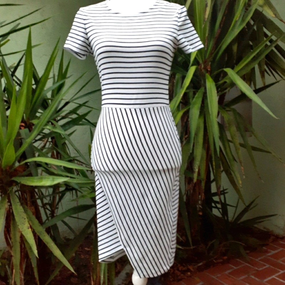 Zara Short Sleeve Black and White Dress